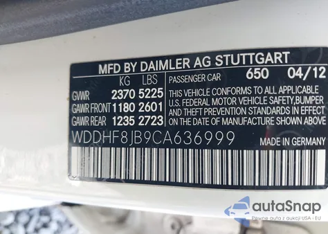 2012 Mercedes-Benz E 350 4Matic from USA, damaged, VIN WDDHF8JB9CA636999